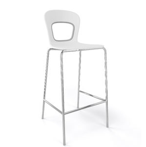GABER - Barová stolička BLOG - nízka, biela/sivá/chróm