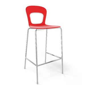 GABER - Barová stolička BLOG - nízka, červená/biela/chróm