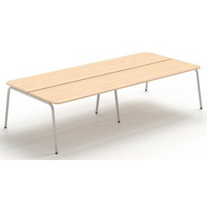 NARBUTAS - Štvormiestny pracovný stôl ROUND so zaoblenými rohmi a posuvnou doskou 240x164